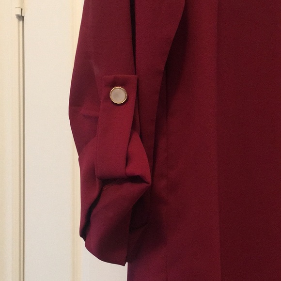 Plum 3/4 sleeve shirt dress - Picture 2 of 4